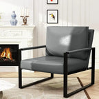 Poltrona d'Appoggio Mid-Century in Pelle Sintetica Arancione/Marrone/Grigio/Nero con Struttura in Acciaio, Posto Singolo