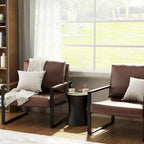 Poltrona d'Appoggio Mid-Century in Pelle Sintetica Arancione/Marrone/Grigio/Nero con Struttura in Acciaio, Posto Singolo