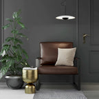 Poltrona d'Appoggio Mid-Century in Pelle Sintetica Arancione/Marrone/Grigio/Nero con Struttura in Acciaio, Posto Singolo