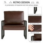 Poltrona d'Appoggio Mid-Century in Pelle Sintetica Arancione/Marrone/Grigio/Nero con Struttura in Acciaio, Posto Singolo