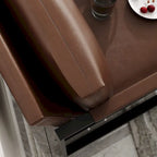 Poltrona d'Appoggio Mid-Century in Pelle Sintetica Arancione/Marrone/Grigio/Nero con Struttura in Acciaio, Posto Singolo