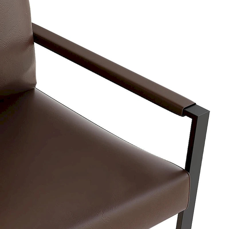 Poltrona d'Appoggio Mid-Century in Pelle Sintetica Arancione/Marrone/Grigio/Nero con Struttura in Acciaio, Posto Singolo