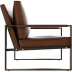 Poltrona d'Appoggio Mid-Century in Pelle Sintetica Arancione/Marrone/Grigio/Nero con Struttura in Acciaio, Posto Singolo