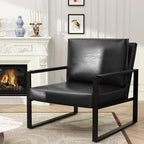 Poltrona d'Appoggio Mid-Century in Pelle Sintetica Arancione/Marrone/Grigio/Nero con Struttura in Acciaio, Posto Singolo