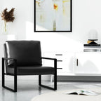 Poltrona d'Appoggio Mid-Century in Pelle Sintetica Arancione/Marrone/Grigio/Nero con Struttura in Acciaio, Posto Singolo