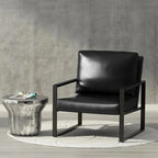 Poltrona d'Appoggio Mid-Century in Pelle Sintetica Arancione/Marrone/Grigio/Nero con Struttura in Acciaio, Posto Singolo