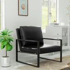 Poltrona d'Appoggio Mid-Century in Pelle Sintetica Arancione/Marrone/Grigio/Nero con Struttura in Acciaio, Posto Singolo