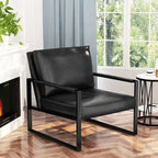 Poltrona d'Appoggio Mid-Century in Pelle Sintetica Arancione/Marrone/Grigio/Nero con Struttura in Acciaio, Posto Singolo