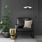 Poltrona d'Appoggio Mid-Century in Pelle Sintetica Arancione/Marrone/Grigio/Nero con Struttura in Acciaio, Posto Singolo