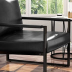 Poltrona d'Appoggio Mid-Century in Pelle Sintetica Arancione/Marrone/Grigio/Nero con Struttura in Acciaio, Posto Singolo
