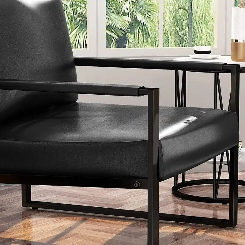 Poltrona d'Appoggio Mid-Century in Pelle Sintetica Arancione/Marrone/Grigio/Nero con Struttura in Acciaio, Posto Singolo