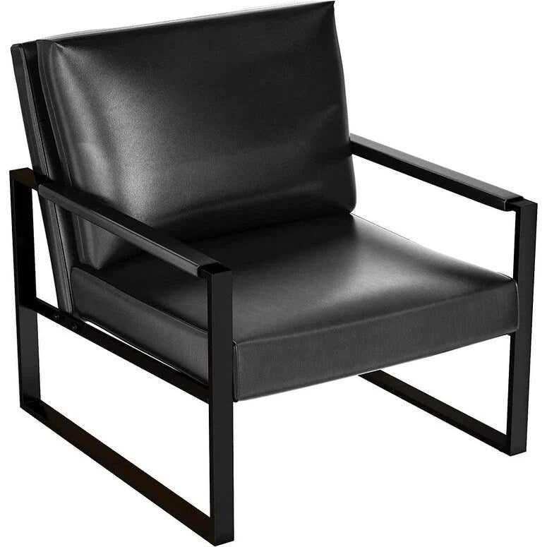 Poltrona d'Appoggio Mid-Century in Pelle Sintetica Arancione/Marrone/Grigio/Nero con Struttura in Acciaio, Posto Singolo