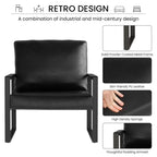 Poltrona d'Appoggio Mid-Century in Pelle Sintetica Arancione/Marrone/Grigio/Nero con Struttura in Acciaio, Posto Singolo