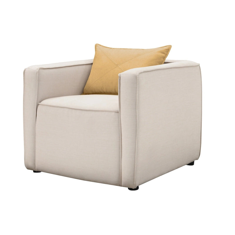 Poltrona da salotto moderna in tessuto crema/giallo, monoposto