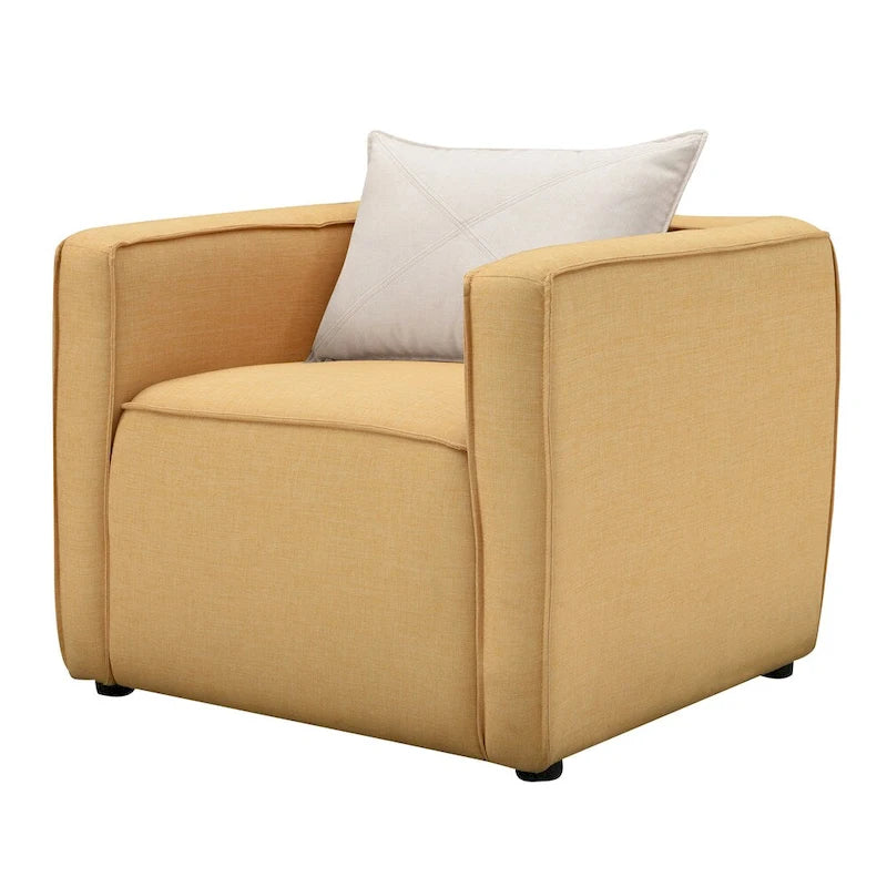 Poltrona da salotto moderna in tessuto crema/giallo, monoposto