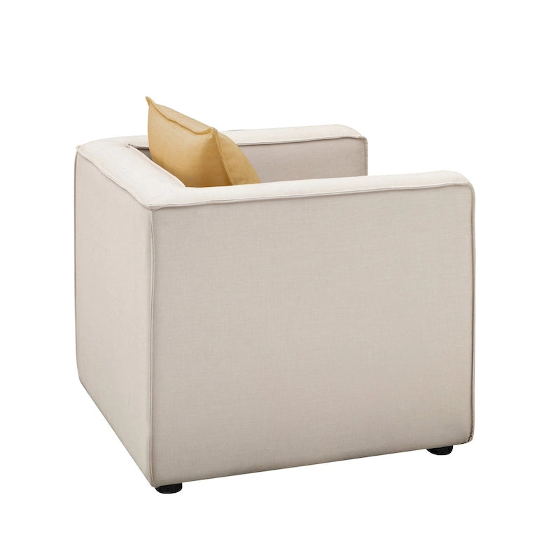 Poltrona da salotto moderna in tessuto crema/giallo, monoposto