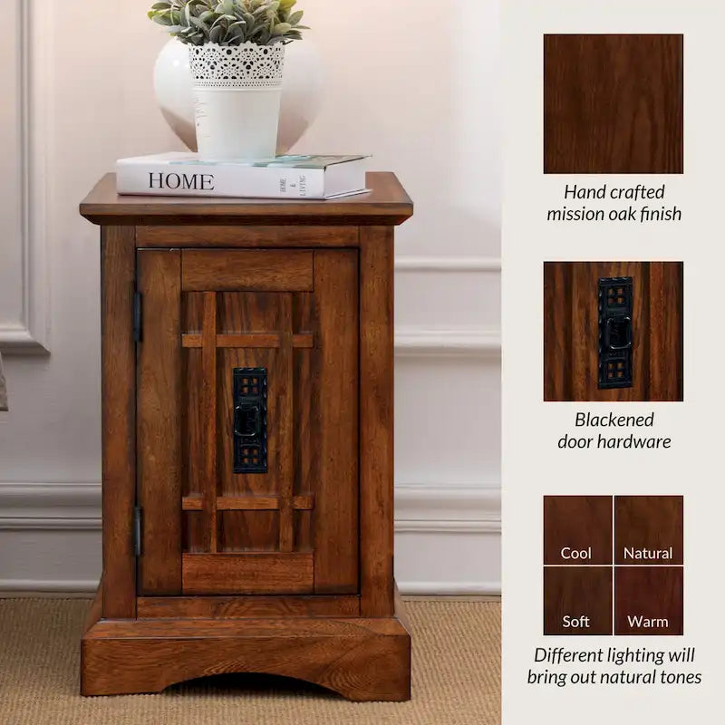 Tavolino comodino stile Mission - Ciliegio Cioccolato / Rovere Mission / Ciliegio Westwood, 1 persona
