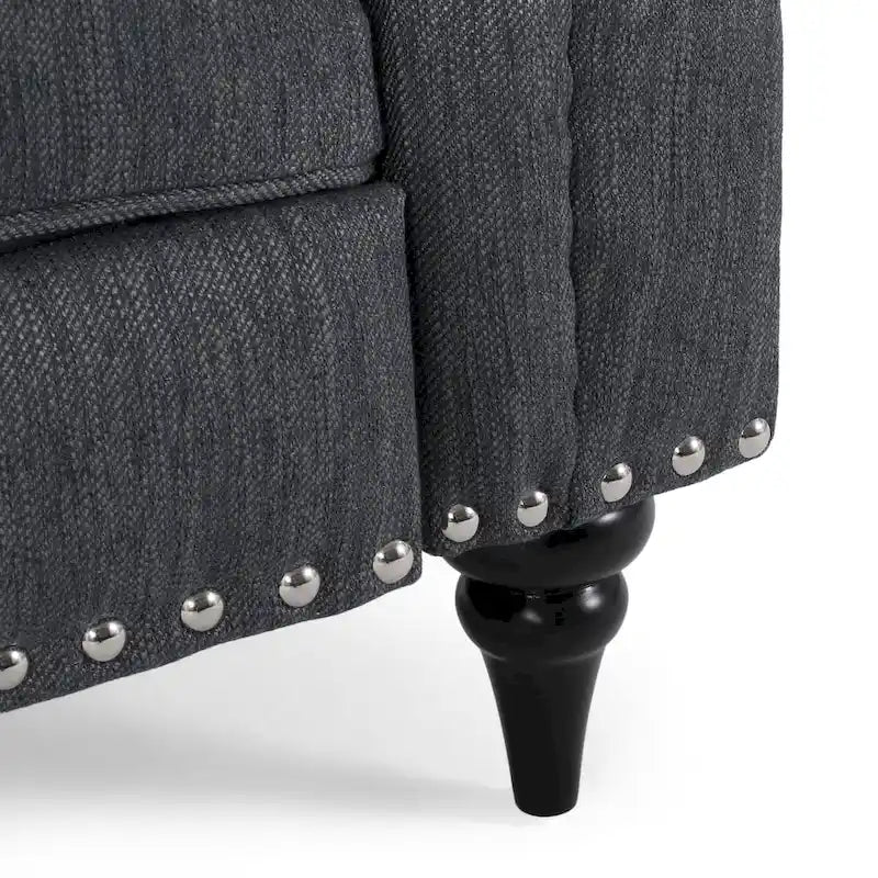 Poltrona reclinabile push-back blu navy / marrone cognac / antracite, tessuto e similpelle, monoposto