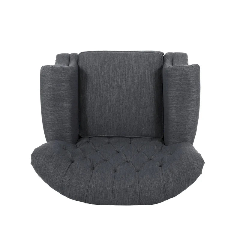 Poltrona reclinabile push-back blu navy / marrone cognac / antracite, tessuto e similpelle, monoposto