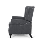 Poltrona reclinabile push-back blu navy / marrone cognac / antracite, tessuto e similpelle, monoposto