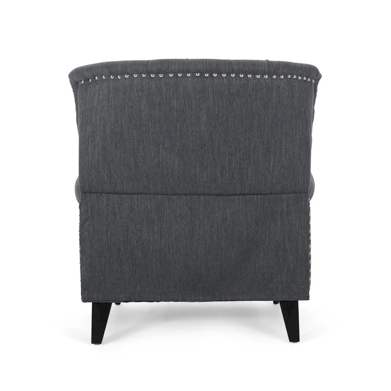 Poltrona reclinabile push-back blu navy / marrone cognac / antracite, tessuto e similpelle, monoposto