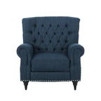 Poltrona reclinabile push-back blu navy / marrone cognac / antracite, tessuto e similpelle, monoposto