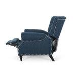 Poltrona reclinabile push-back blu navy / marrone cognac / antracite, tessuto e similpelle, monoposto