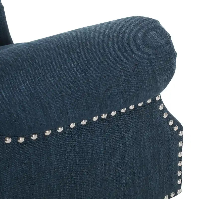Poltrona reclinabile push-back blu navy / marrone cognac / antracite, tessuto e similpelle, monoposto
