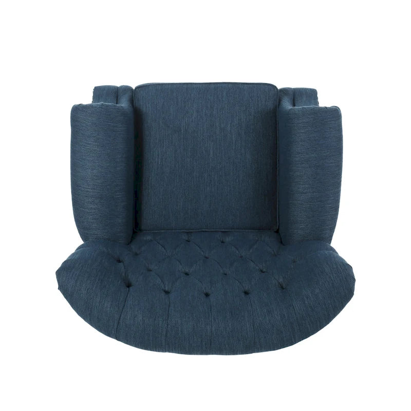 Poltrona reclinabile push-back blu navy / marrone cognac / antracite, tessuto e similpelle, monoposto