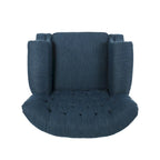 Poltrona reclinabile push-back blu navy / marrone cognac / antracite, tessuto e similpelle, monoposto