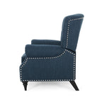Poltrona reclinabile push-back blu navy / marrone cognac / antracite, tessuto e similpelle, monoposto