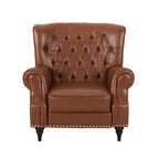 Poltrona reclinabile push-back blu navy / marrone cognac / antracite, tessuto e similpelle, monoposto