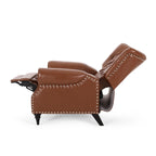 Poltrona reclinabile push-back blu navy / marrone cognac / antracite, tessuto e similpelle, monoposto