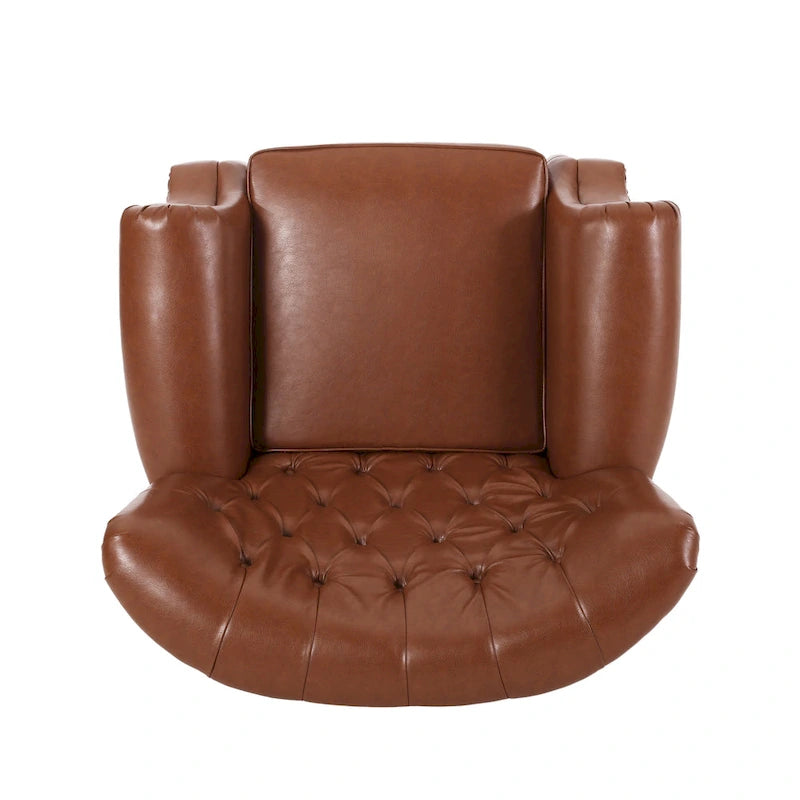 Poltrona reclinabile push-back blu navy / marrone cognac / antracite, tessuto e similpelle, monoposto