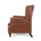 Poltrona reclinabile push-back blu navy / marrone cognac / antracite, tessuto e similpelle, monoposto