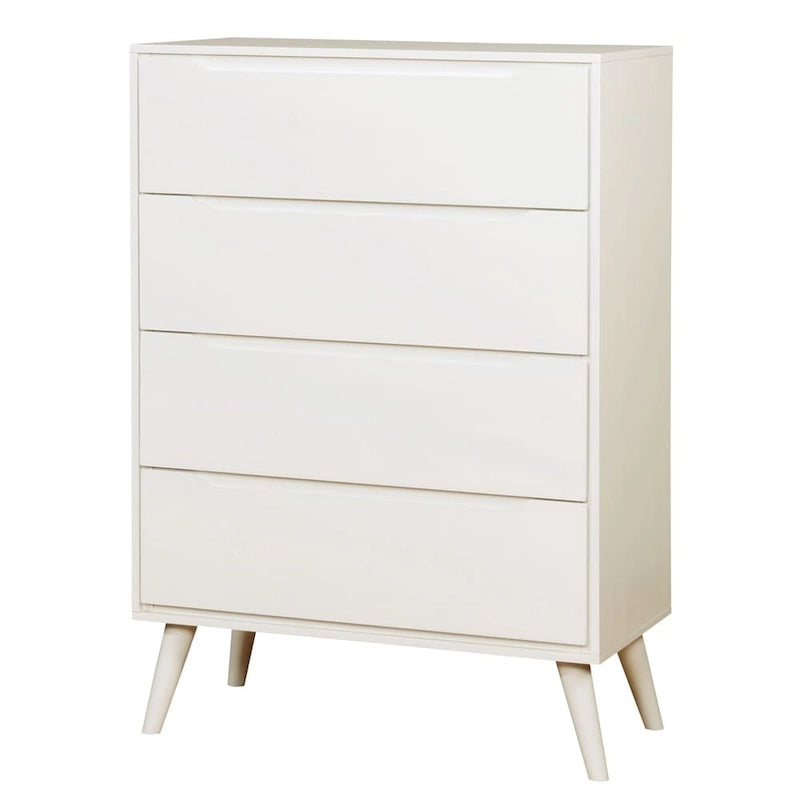 Cassettiera moderna di metà secolo a 4 cassetti – Grigio / Rovere / Nero / Bianco