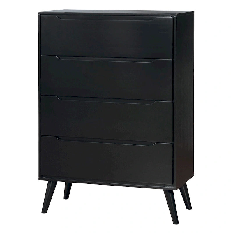 Cassettiera moderna di metà secolo a 4 cassetti – Grigio / Rovere / Nero / Bianco