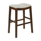 Sgabello da bar a sella 76 cm – Sedile in tessuto, set da 2
