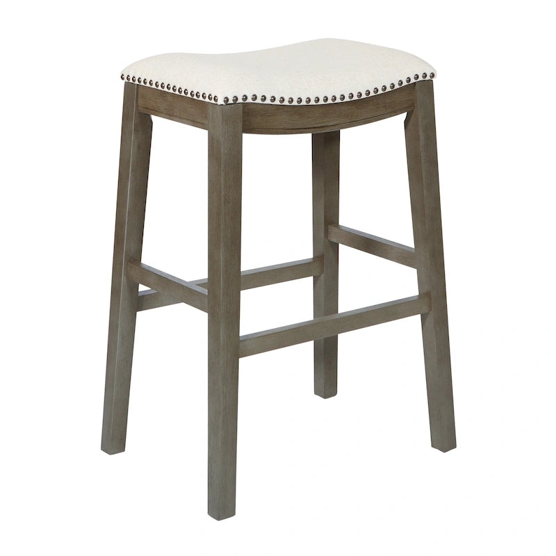 Sgabello da bar a sella 76 cm – Sedile in tessuto, set da 2