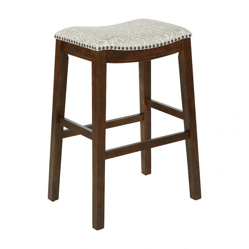 Sgabello da bar a sella 76 cm – Sedile in tessuto, set da 2