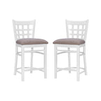 Sgabello da bancone rustico multicolore con schienale a griglia, set da 2
