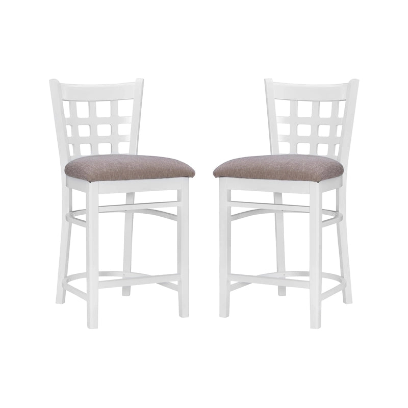 Sgabello da bancone rustico multicolore con schienale a griglia, set da 2