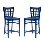 Sgabello da bancone rustico multicolore con schienale a griglia, set da 2