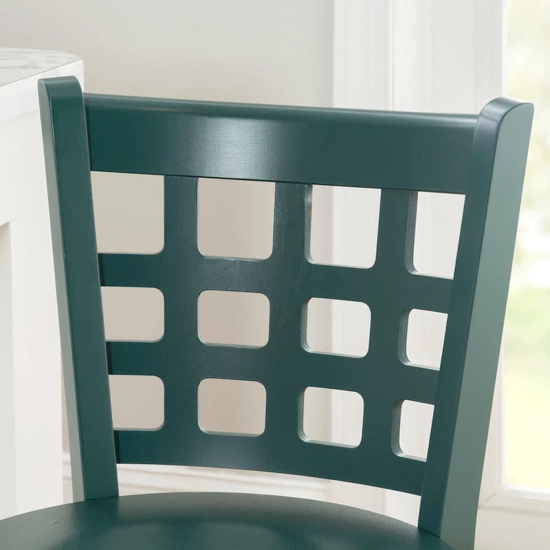 Sgabello da bancone rustico multicolore con schienale a griglia, set da 2