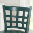 Sgabello da bancone rustico multicolore con schienale a griglia, set da 2