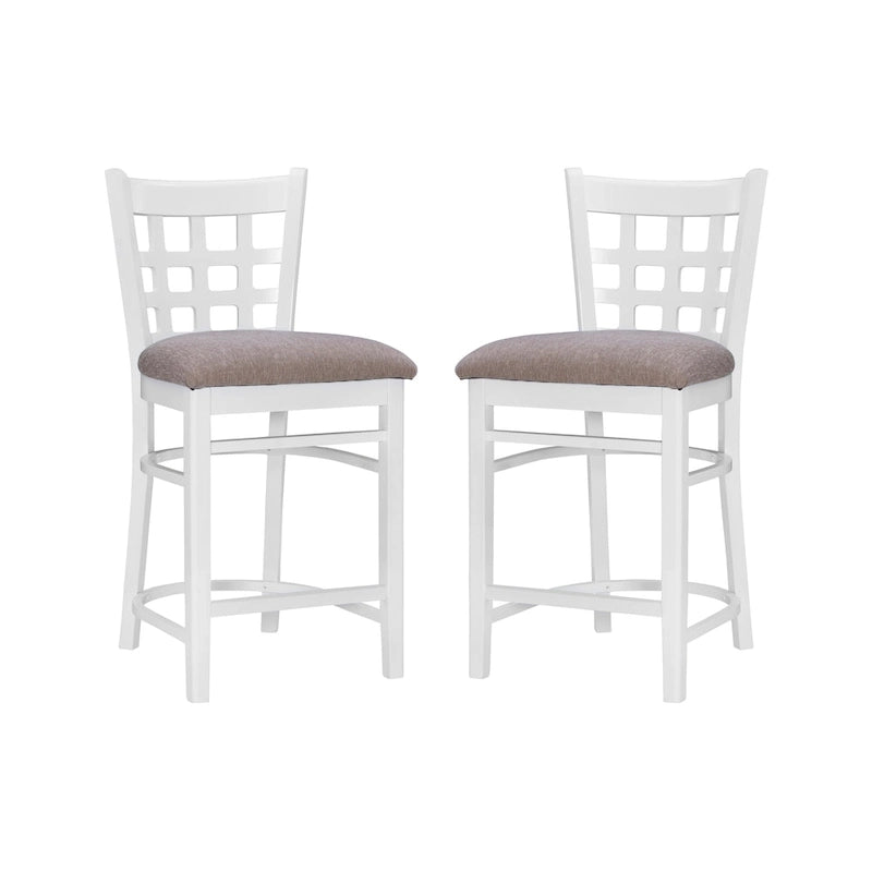 Sgabello da bancone rustico multicolore con schienale a griglia, set da 2