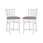 Sgabello da bancone rustico multicolore con schienale a griglia, set da 2