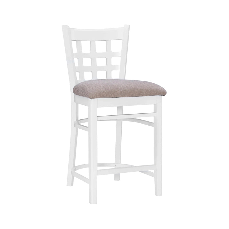Sgabello da bancone rustico multicolore con schienale a griglia, set da 2