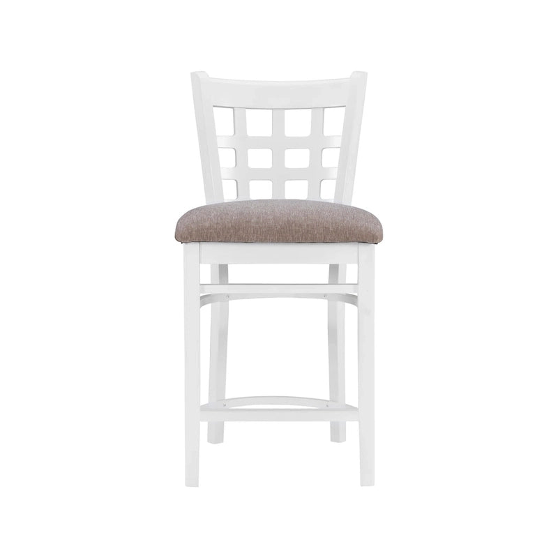 Sgabello da bancone rustico multicolore con schienale a griglia, set da 2