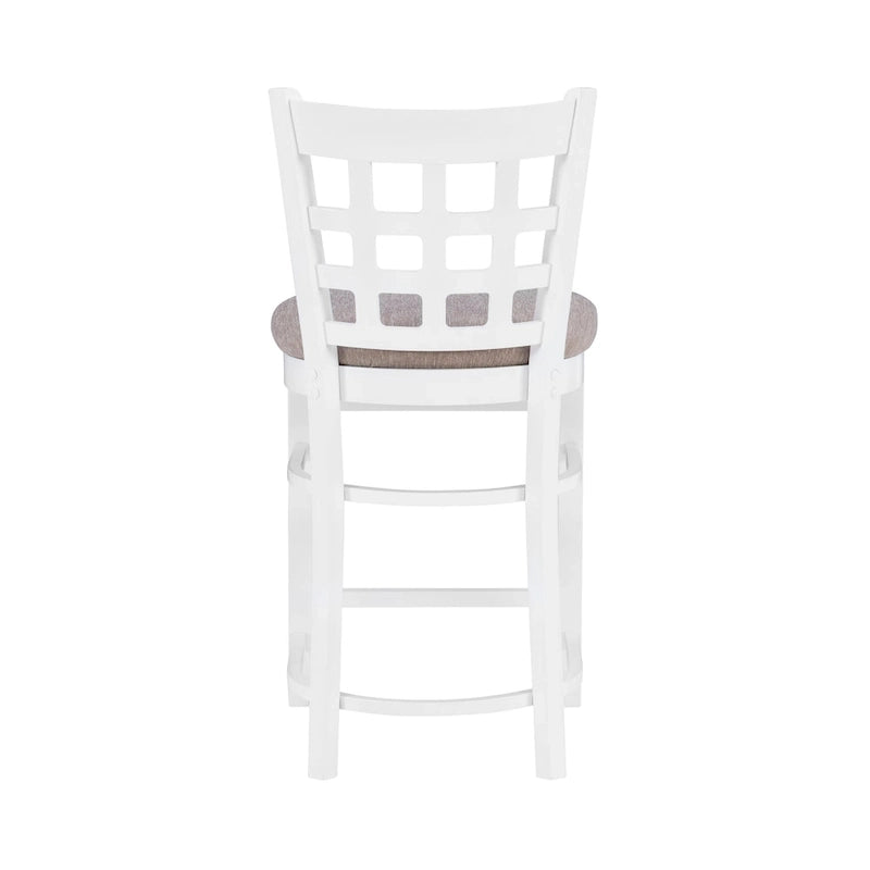 Sgabello da bancone rustico multicolore con schienale a griglia, set da 2
